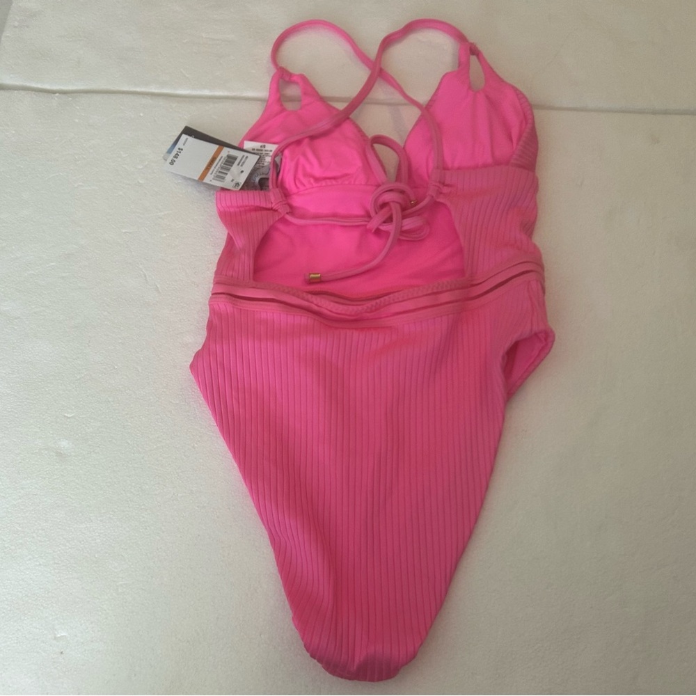 Isabella Rose NWT Queensland high leg neon Barbie pink one piece swimsuit - Picture 9 of 11